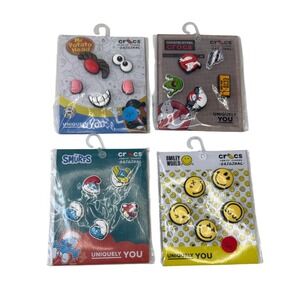 Crocs Jibbitz Bundle  of 4 Packs Ghostbusters Smurfs Mr Potato Head Smiley New